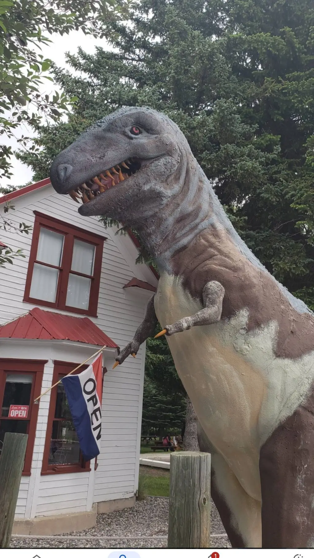 ai character: low budget t rex  background