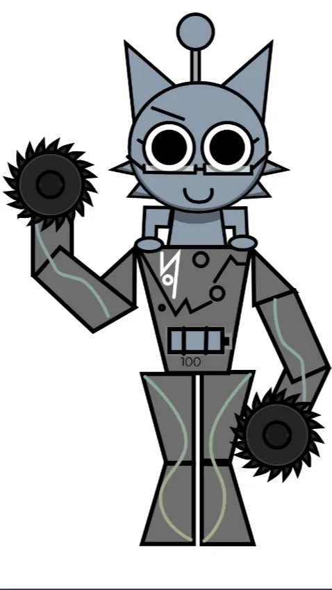 ai character: Meep ￼￼in a Mech background
