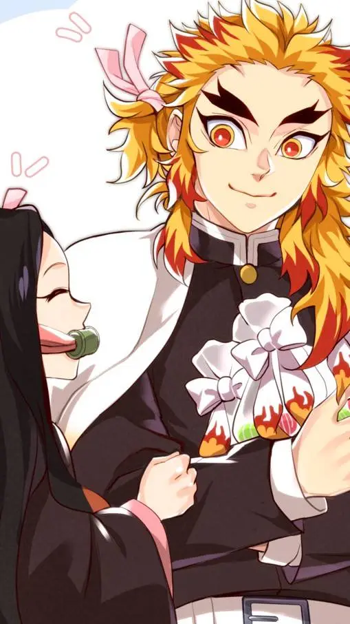 ai character: Rengoku and Nezuko background