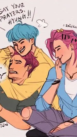 ai character: Saja boys hang out background