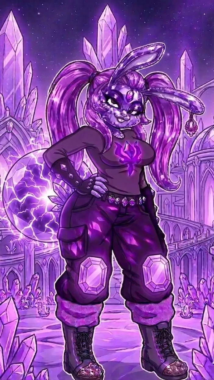 ai character: amethyst bonfie  background