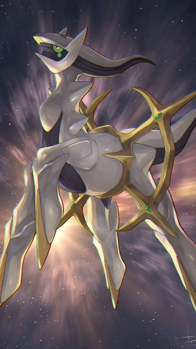ai character: Arceus 🤍💛🐴💫 background