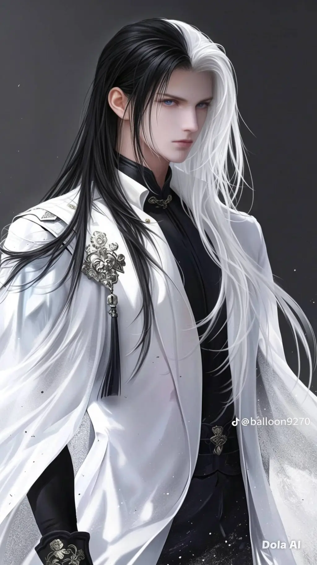 ai character: Miguel-🤍🖤🌸🌙 background