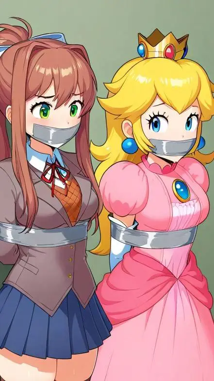 ai character: monika and peach  background