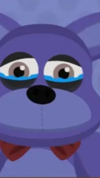 ai character: Sad , Bonnie plush background