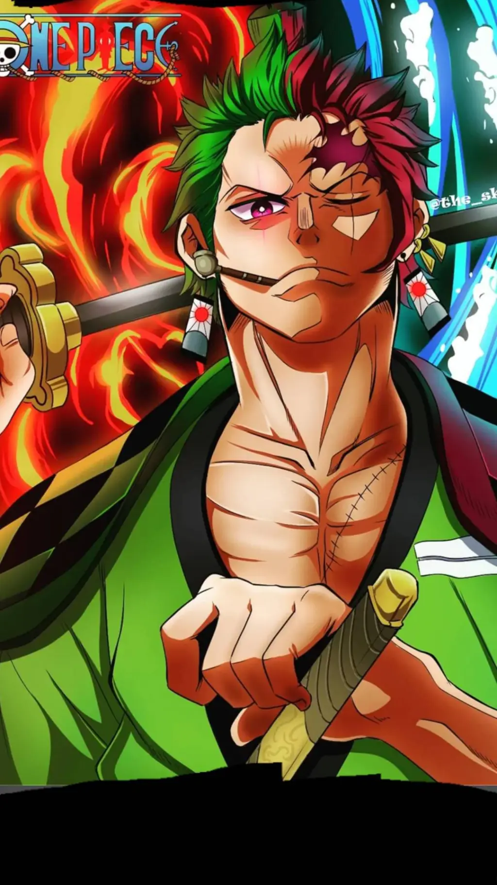 ai character: one piece and demo background