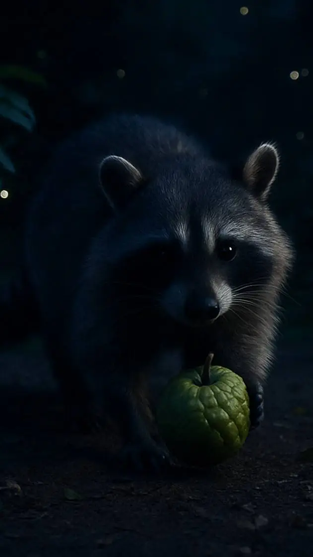 ai character: cute raccoon background